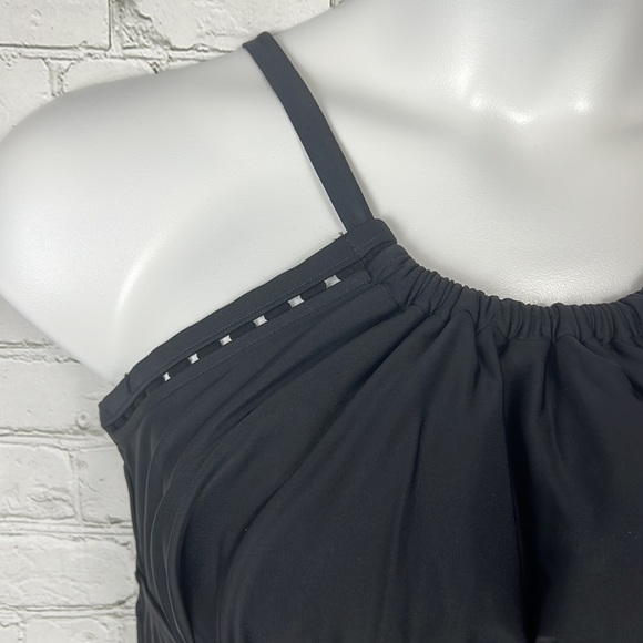 Kona Sol Black High Neck Side Tie Tankini Swim Top Plus Size 14W - Picture 4 of 6